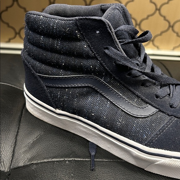 Vans Dark Blue High-Tops with White Accents. Only worn once. - Picture 2 of 6